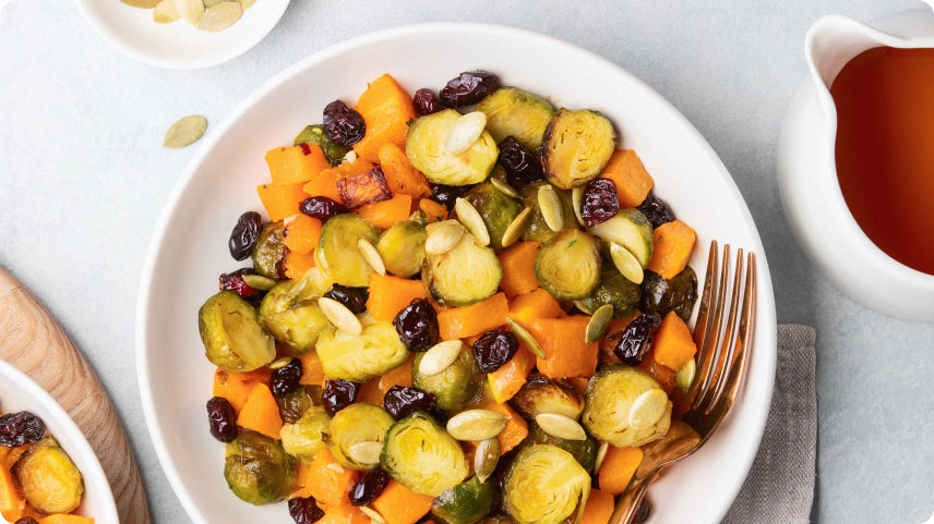Roasted Butternut Squash and Brussels Sprouts