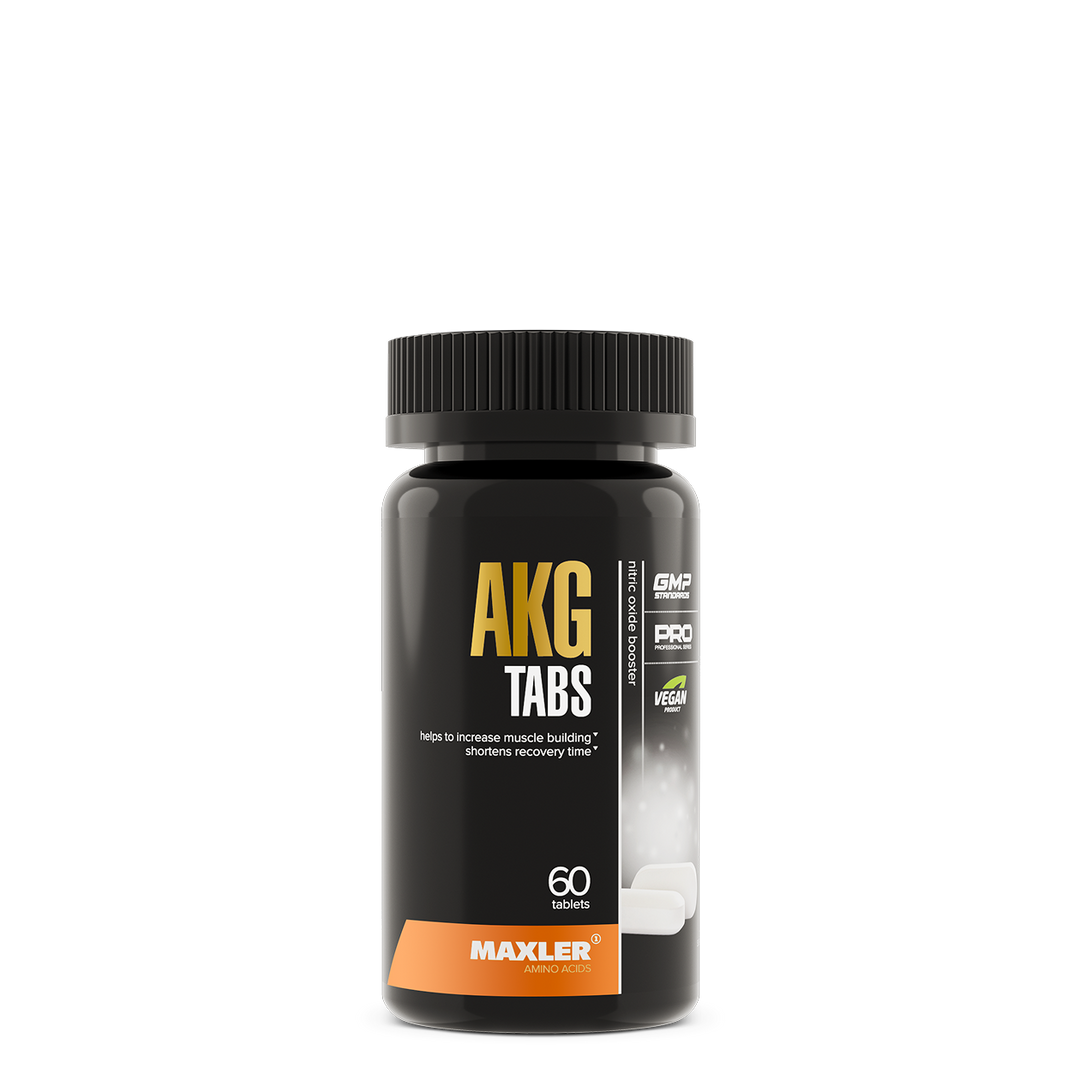 MAXLER AKG Tabs 1000mg - Alpha-Ketoglutaric Acid supplement bottle for muscle growth and nitric oxide production