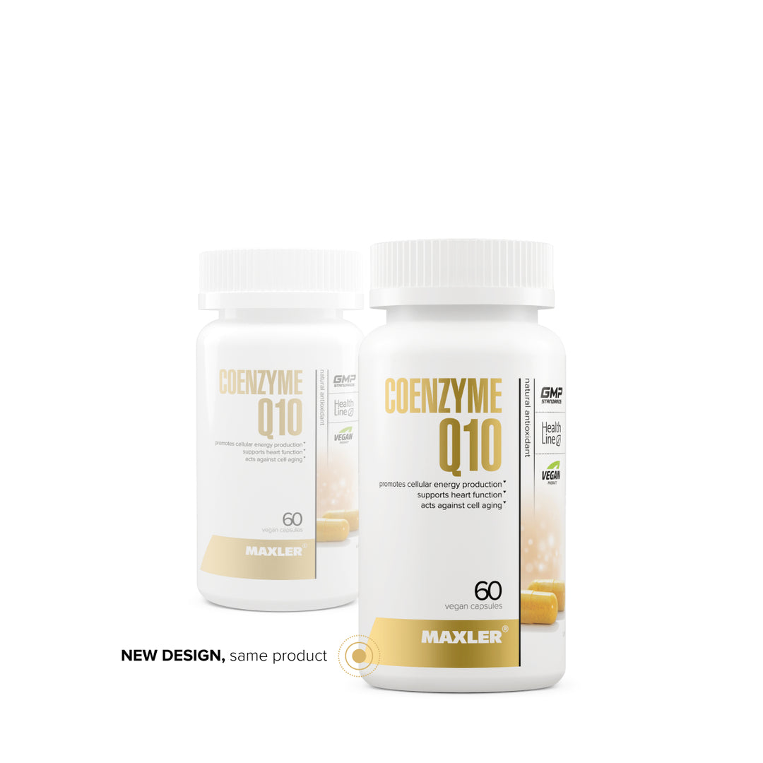 Two bottles of Maxler Coenzyme Q10 on a white background