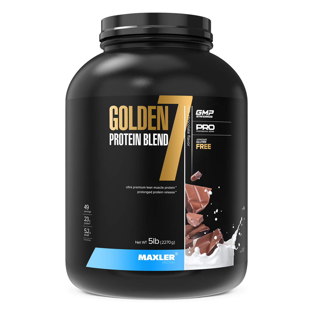 Maxler Golden Protein Blend 7 container on a white background