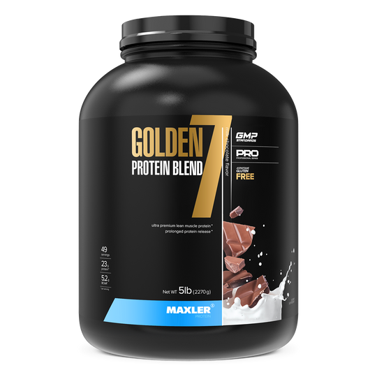 Maxler Golden Protein Blend 7 container on a white background