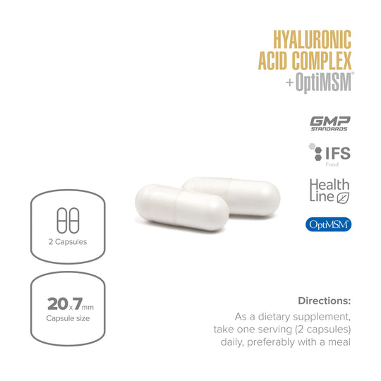 Two white capsules with product details on a light gray background