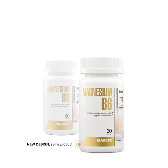 Two bottles of Maxler Magnesium B6 on a white background