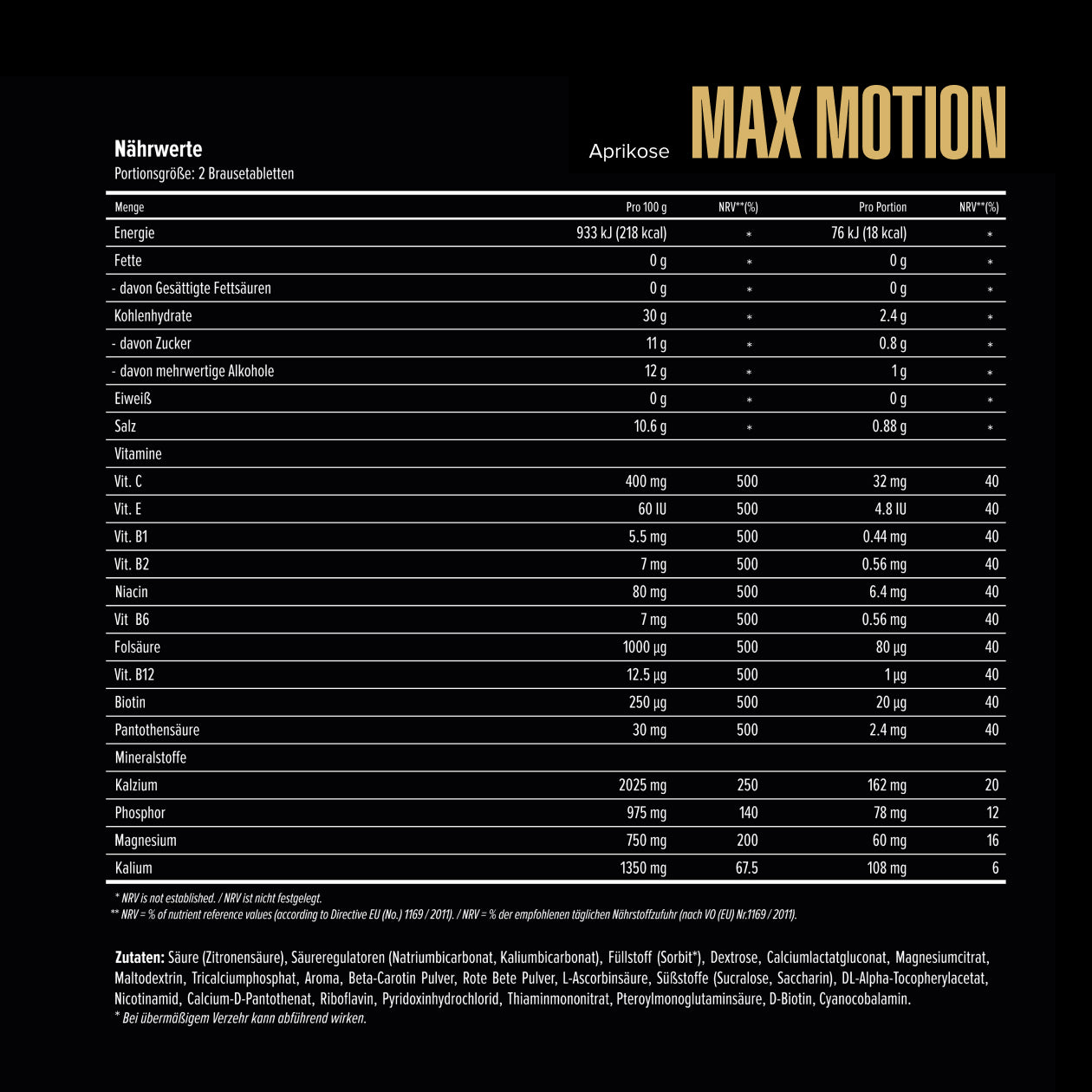 Ac Motion Powder Max Motion Vitamin and Mineral Complex Effervescent Tablets | Buy the ...