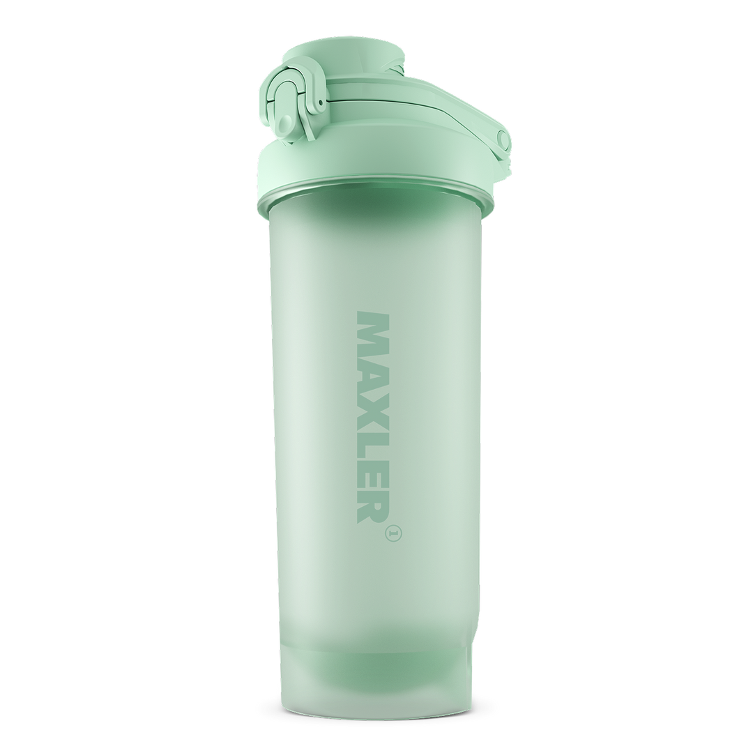 Green shaker bottle with 'MAXLER' branding on a white background