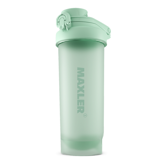 Green shaker bottle with 'MAXLER' branding on a white background