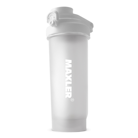 White shaker bottle with 'MAXLER' branding on a white background
