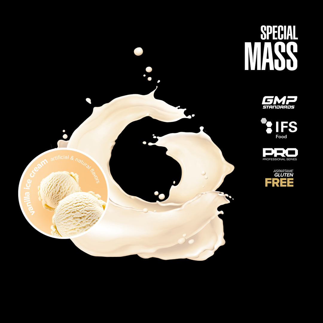 Special Mass product with a black background, featuring certification logos.