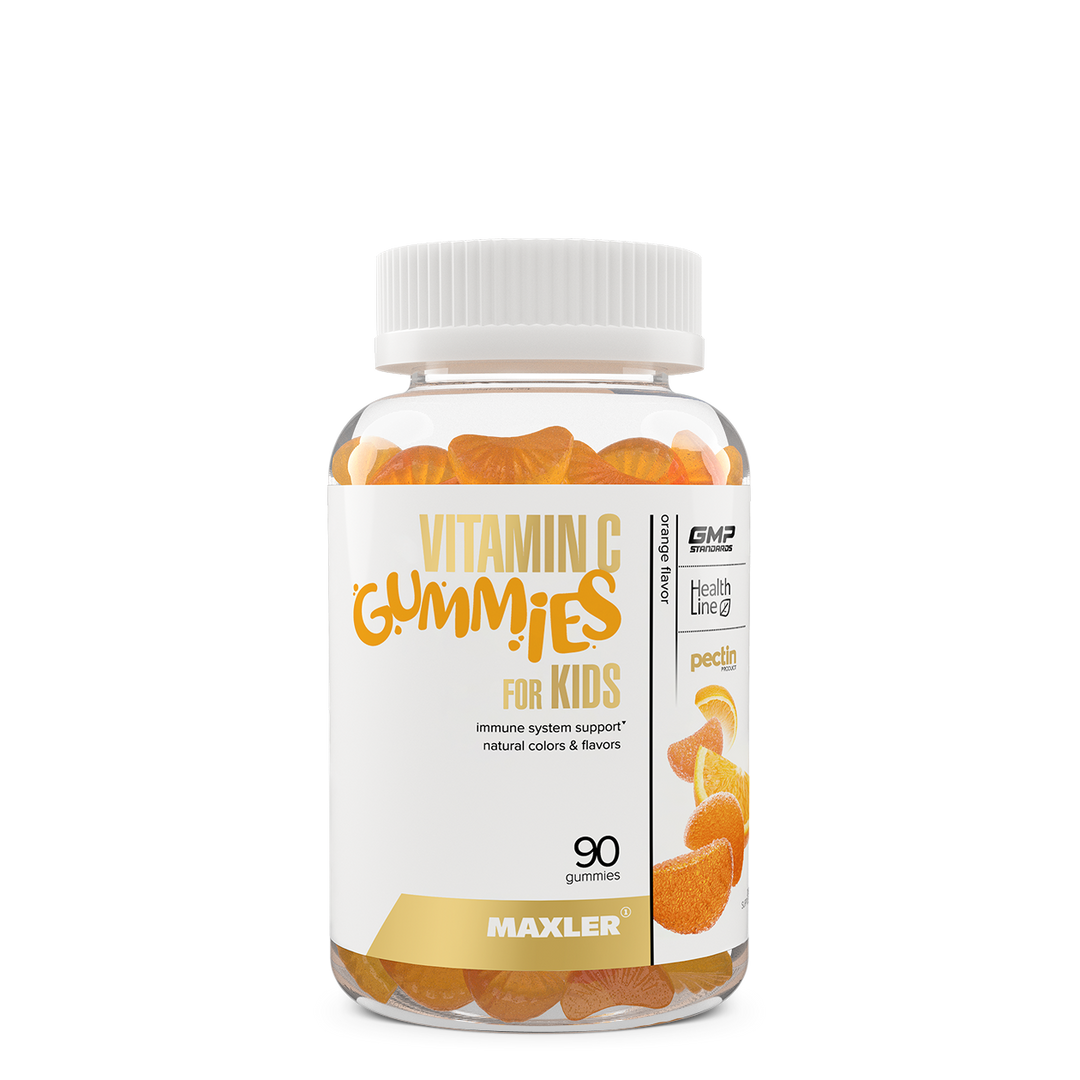 Bottle of Vitamin Gummies for Kids with a white background