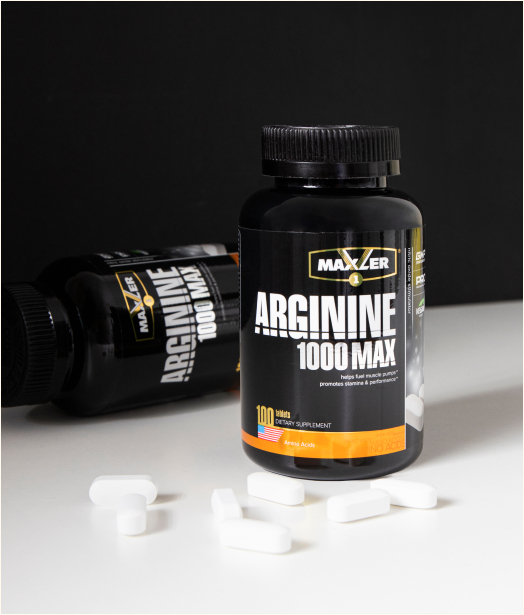 Arginine 1000 MAX bottles and tablets