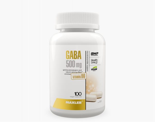 A photo of GABA capsules bottle.