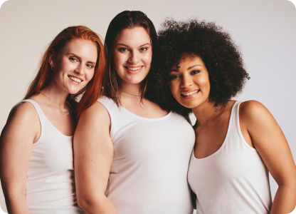 Three mid- and plus-size beautiful women