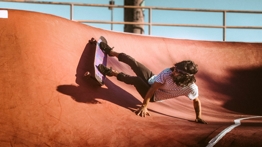 Skateboarder and the wall