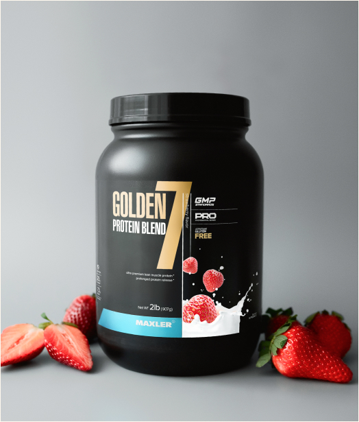 Golden 7 Protein Blend and strawberries
