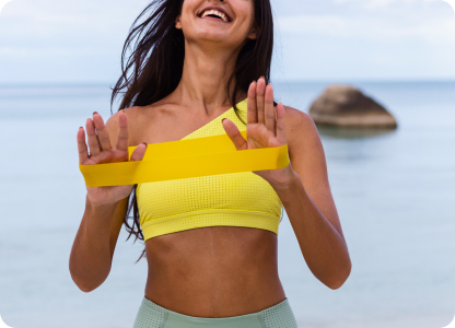 A woman stretching