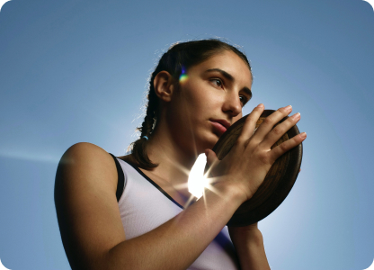 A woman preparing to compete