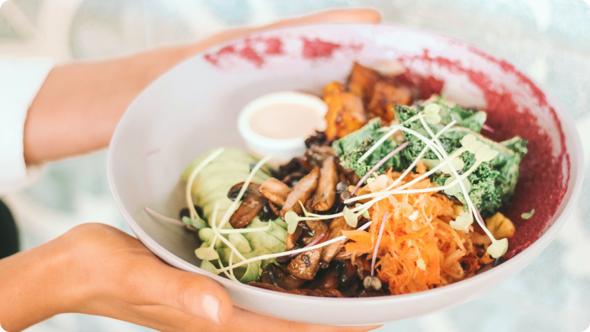 A bowl with food