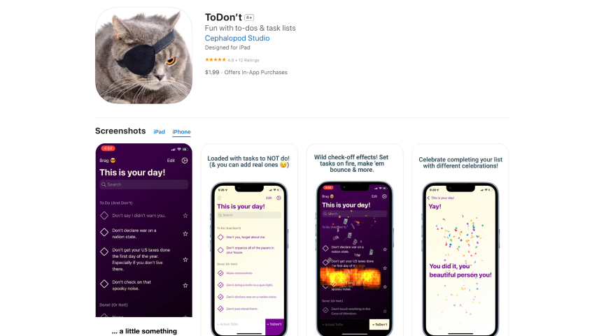 ToDon't app
