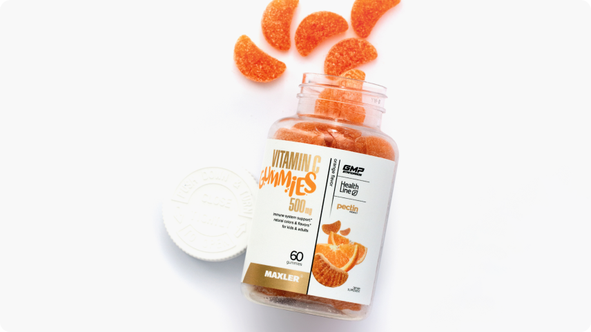 Maxler Vitamin C Gummies with orange flavor, providing immune support in a convenient, tasty form