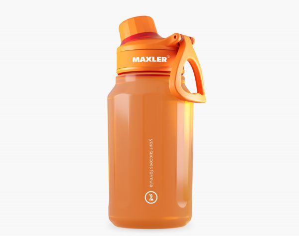 Maxler Water Bottle Shake&Mix in vibrant orange, featuring a secure handle and BPA-free material